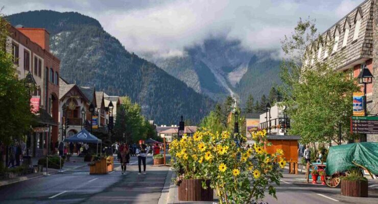 Many Alberta mountain towns have become popular road trip destinations, combining local restaurants, artisan shops, and easy access to the Canadian Rockies; Editorial credit: JulieK2 / Shutterstock.com